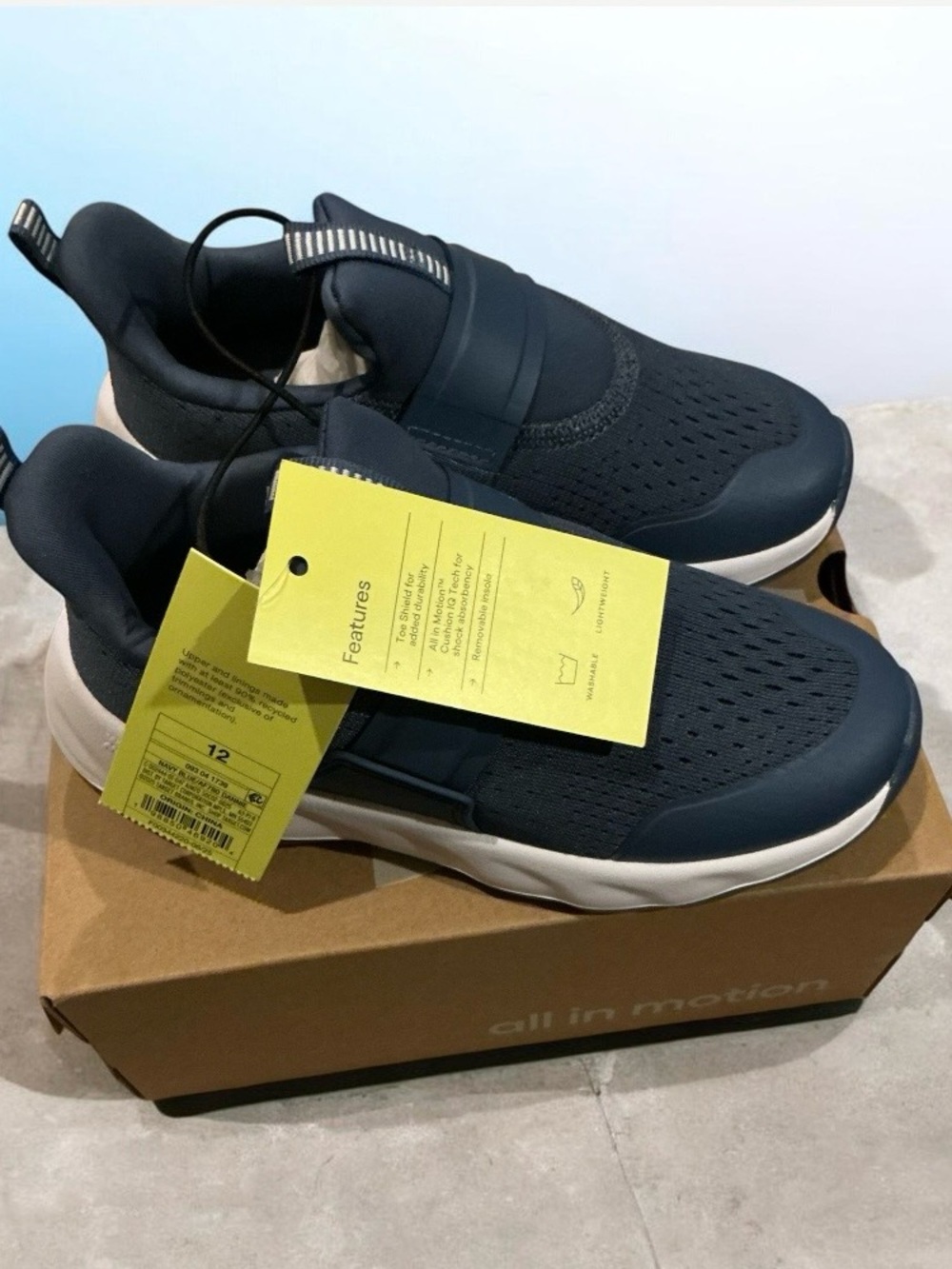 Buy 1 get one 50% off all in motion Navy and White Slip-On Knit Kids Sneakers
